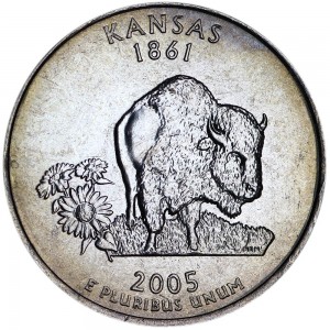 25 cents Quarter Dollar 2005 USA Kansas mint mark P