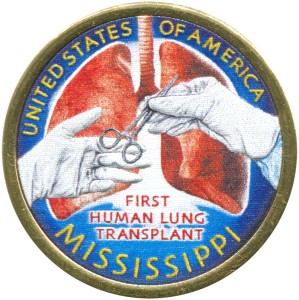 1 Dollar 2023 USA, Innovation, Mississippi, Erste Lungentransplantation (farbig)