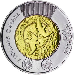 2 доллара 2023 Канада 100 лет со дня рождения Жан-Поля Риопель цена, стоимость