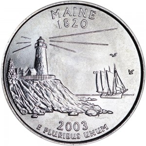 25 cents Quarter Dollar 2003 USA Maine mint mark P