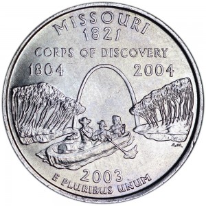 25 центов 2003 США Миссури (Missouri) двор P цена, стоимость