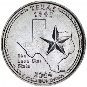 25 центов 2004 США Техас (Texas) двор P цена, стоимость