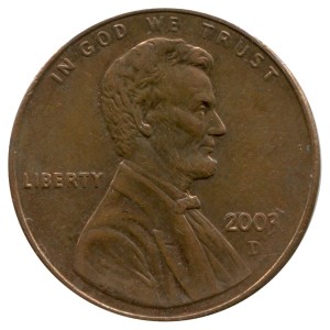 1 cent 2003 USA Lincoln, mint D, from circulation