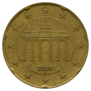 20 центов 2002-2007 Германия, регулярный чекан, из обращения цена, стоимость