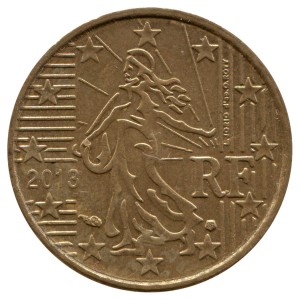 10 центов 2007-2023 Франция, регулярный чекан, из обращения