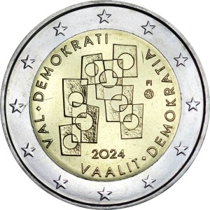 2 euros 2024 Finland, Elections as the basis of democracy price, composition, diameter, thickness, mintage, orientation, video, authenticity, weight, Description
