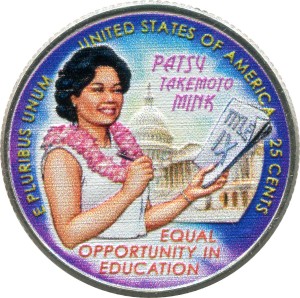 25 центов 2024 США, Американские женщины, номер 12, Пэтси Такемото Минк (цветная)