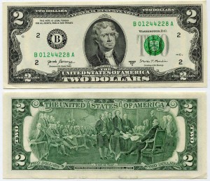 2 доллара 2017 США (B - Нью-Йорк), банкнота, хорошее качество XF