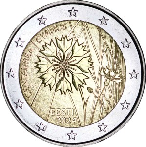 2 Euro 2024 Estland, Kornblume, Nationalblume