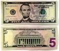 5 dollars 2021 USA, banknote from circulation