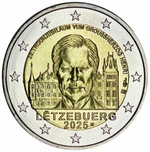 2 Euro 2025 Luxemburg, 25-jähriges Jubiläum der Thronbesteigung des Großherzogs Henri