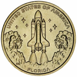 1 доллар 2025 США, Инновации, Флорида, NASA космический корабль челнок шаттл, двор P