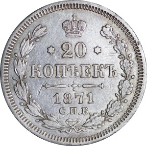 20 kopecks 1871 HI Russland, Alexander 2, alter Adler, aus dem Verkehr