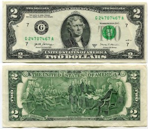 2 Dollars 2017 USA (G - Chicago), banknote, aus dem Verkehr