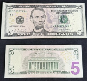 5 долларов 2009 США, банкнота из обращения