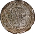 5 копеек 1768 ЕМ Россия, Екатерина 2, страй орел как в 1763, состояние на фото
