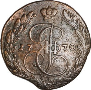 5 Kopeken 1770 EМ, Russland, Katharina II, Defekt des Münzkreises, Zustand auf dem