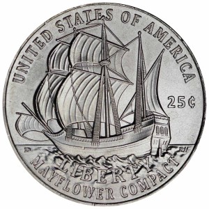 25 центов 2026 США, Корабль, парусник, Мэйфлауэр, 250 лет Независимости, двор P