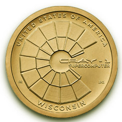1 доллар 2026 США, Инновации, Висконсин, Супер компьютер Cray-1, двор P