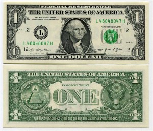 1 Dollar 2021 USA (L), Banknote aus dem Verkehr