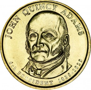 1 доллар 2008 США, 6-й президент Джон Куинси Адамс  двор D цена, 1 доллар серии Президентские доллары США, стоимость