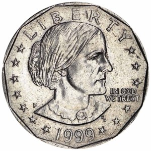 1 dollar 1999 USA Susan B. Anthony mint mark P, from circulation