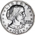 1 dollar 1981 USA Susan B. Anthony mint mark S, from circulation