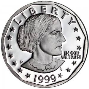 1 доллар 1999 США Сьюзан Энтони в синей коробке, пруф, двор P - реже