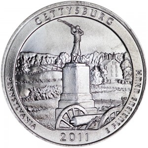 25 центов 2011 США Геттисберг (Gettysburg) 6-й парк двор D цена, стоимость