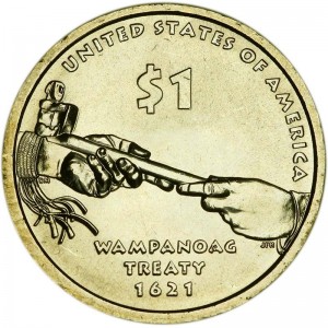 1 Dollar 2011 USA Sacagawea,  Der Vertrag Wampanoag, P