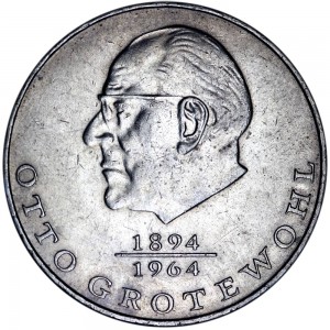 20 марок 1973 Германия, Отто Гротеволь цена, стоимость