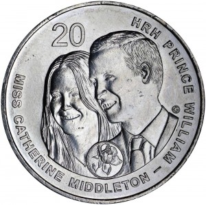 20 cents 2011 Australia Prince William and Catherine Middleton price, composition, diameter, thickness, mintage, orientation, video, authenticity, weight, Description