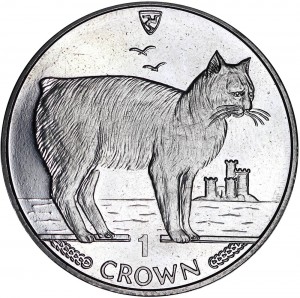 1 крона 1988 Остров Мэн Мэнская бесхвостая кошка