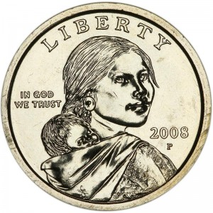 1 доллар 2008 США Сакагавея, двор P