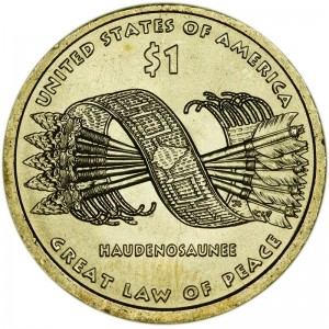 1 dollar 2010 USA Native American Sacagawea, Great Law of Peace, mint P