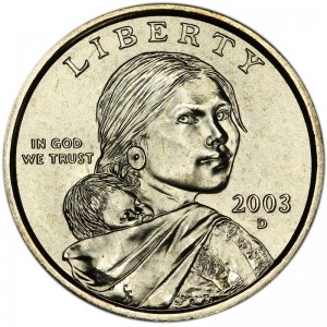 1 доллар 2003 США Сакагавея, двор D цена, стоимость