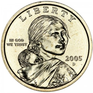 1 доллар 2005 США Сакагавея, двор D цена, стоимость