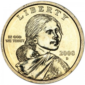 1 доллар 2008 США Сакагавея, двор D