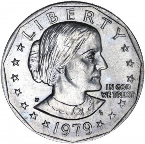 1 dollar 1979 USA Susan B. Anthony mint mark P price, composition, diameter, thickness, mintage, orientation, video, authenticity, weight, Description