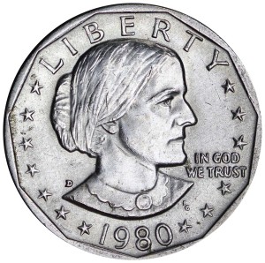 1 dollar 1980 USA Susan B. Anthony mint mark D, from circulation