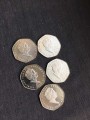 Satz von 50 Pence 2018 Falklandinseln, Pinguine, 5 Münzen
