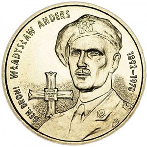 2 злотых 2002 Польша Генерал Владислав Андерс (Gen. Broni Wladyslaw Anders) цена, стоимость