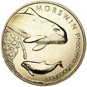 2 злотых 2004 Польша Морская свинья (Morswin) серия "Животные" цена, стоимость