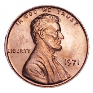 1 цент 1971 США Линкольн, двор P