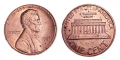 1 цент 1987 США Линкольн, двор P, чёрные точки