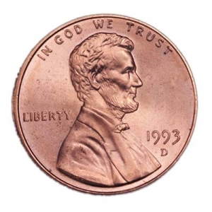 1 цент 1993 Линкольн, США, двор D цена, стоимость