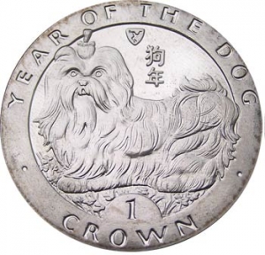 1 crown 1994 Isle of Man Year of Dog price, composition, diameter, thickness, mintage, orientation, video, authenticity, weight, Description