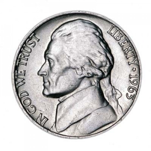 5 центов 1963 США, двор P цена, стоимость
