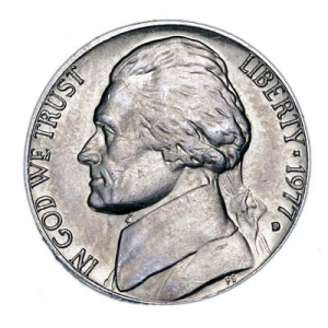 5 центов 1977 США, двор D цена, стоимость