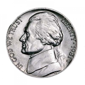 Nickel five cents 1981 US, mint D price, composition, diameter, thickness, mintage, orientation, video, authenticity, weight, Description